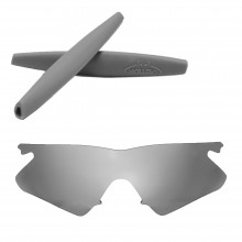 Walleva Mr.Shield Polarized Titanium Replacement Lenses with Gray Earsocks for Oakley M Frame Heater Sunglasses